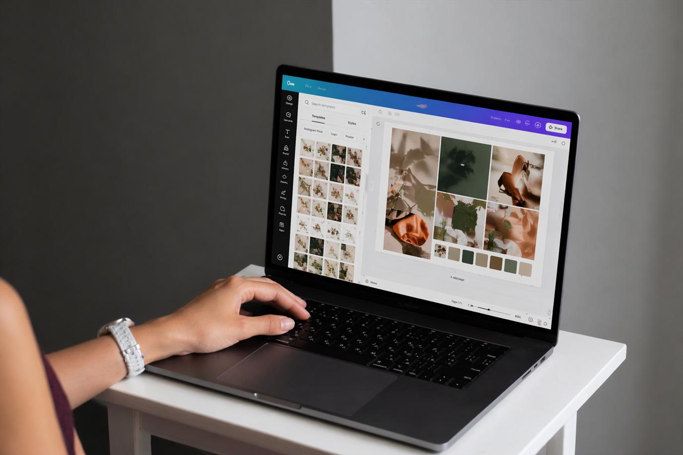 Laptop screen showing content design work